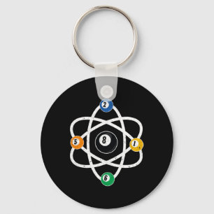 Atomic Structure Billiards Men Funny 8 Ball Pool Key Ring