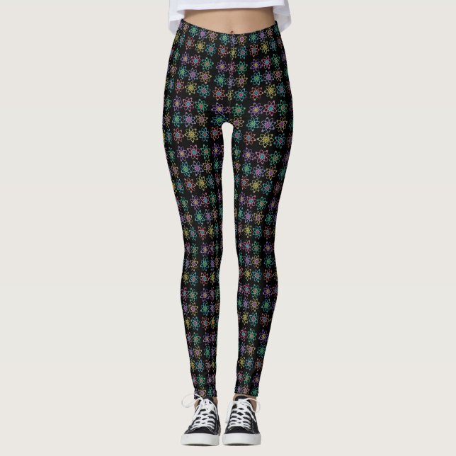 Atomic Structure Pattern Cool Science Leggings (Front)