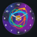 Atomic Structure Spots Science Large Clock<br><div class="desc">A cool,  trendy and fun science-inspired design. The perfect gift for all scientists,  science teachers,  lab technicians,  science students,  in short,  any science geek in your life (and that includes you)! Designed by Science Geekness© at http://www.zazzle.com/sciencegeekness*</div>