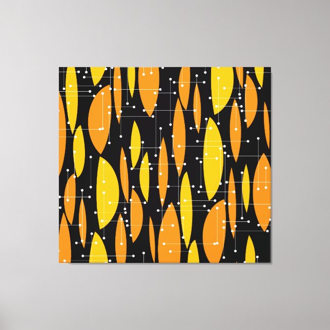 Atomic style, black orange geometric pattern. canvas print (Front)