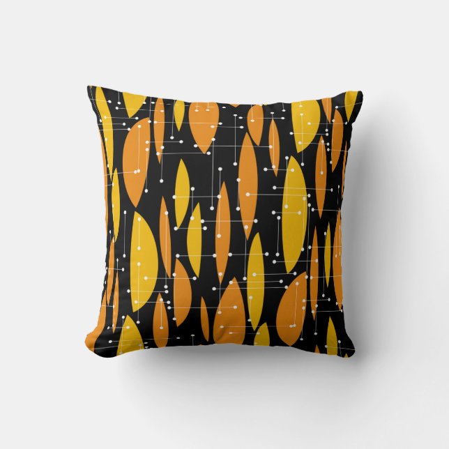 Atomic style, black orange geometric pattern. cushion (Front)