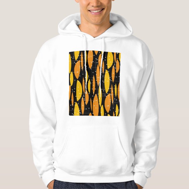 Atomic style, black orange geometric pattern. hoodie (Front)