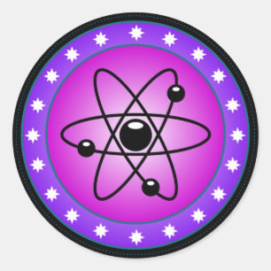 Atomic Symbol on a Pink background Classic Round Sticker