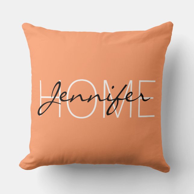 Atomic tangerine colour home monogram cushion (Front)
