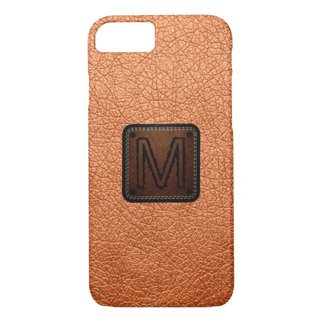 Atomic tangerine Leather Look Monogram Case-Mate iPhone Case (Back)