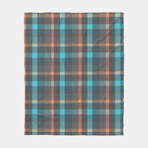 Atomic Tangerine Tartan Plaid Fleece Blanket