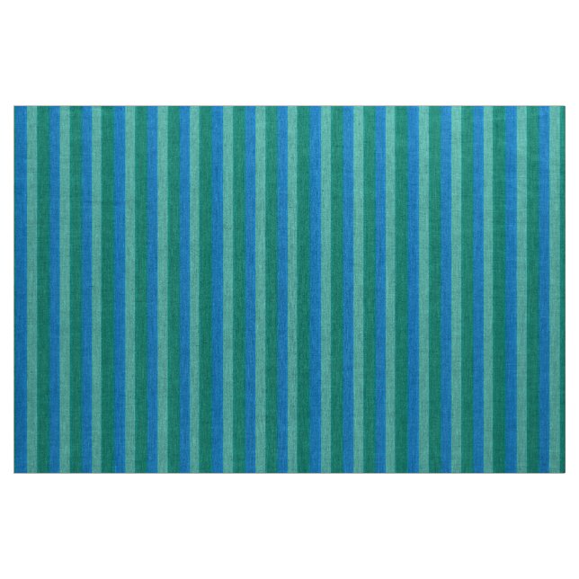 Atomic Teal and Turquoise Stripes Natural Linen Fabric (Yard)