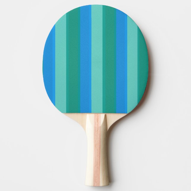 Atomic Teal & Turquoise Stripes Ping Pong Paddle (Front)