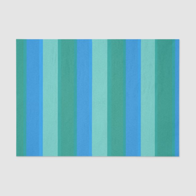 Atomic Teal & Turquoise Stripes Tissue Paper (Front)