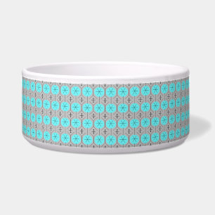Atomic Turquoise Dots Ceramic Pet Bowl
