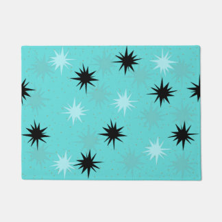 Atomic Turquoise Starbursts Door Mat
