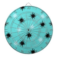 Atomic Turquoise Starbursts Metal Dart Board