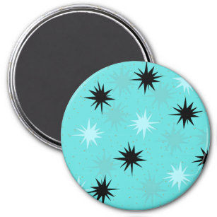 Atomic Turquoise Starbursts Round Magnet