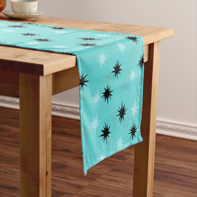 Atomic Turquoise Starbursts Table Runner (In Situ)