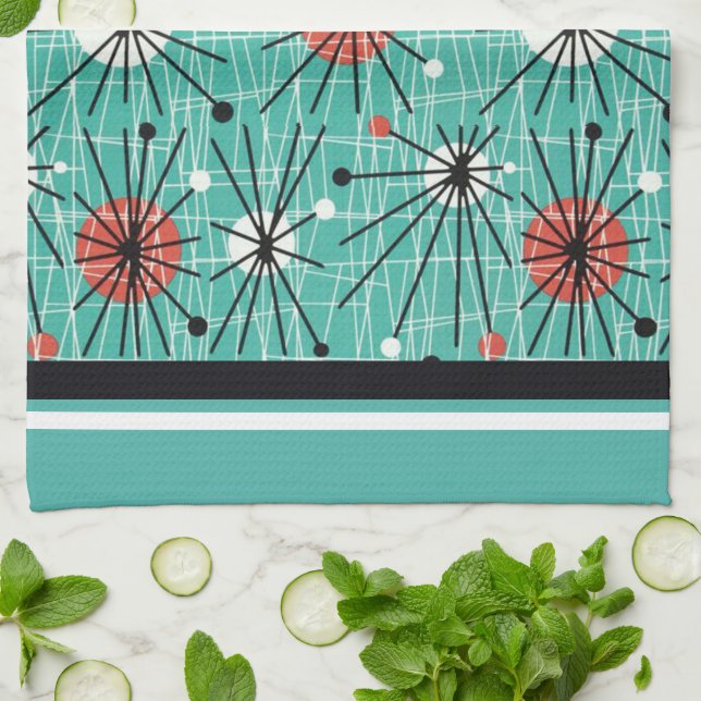 Atomic Turquoise Tea Towel (Folded)