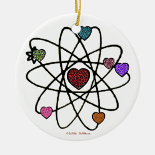 Atomic Valentine Leopard Print Hearts Ceramic Tree Decoration