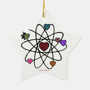 Atomic Valentine Leopard Print Hearts Ceramic Tree Decoration