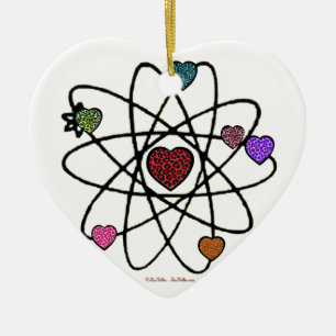 Atomic Valentine Leopard Print Hearts Ceramic Tree Decoration