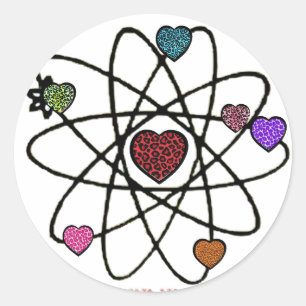 Atomic Valentine Leopard Print Hearts Classic Round Sticker