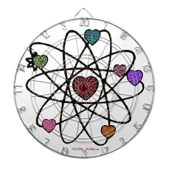 Atomic Valentine Leopard Print Hearts Dartboard (Front)