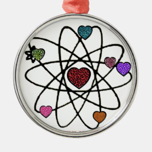Atomic Valentine Leopard Print Hearts Metal Tree Decoration