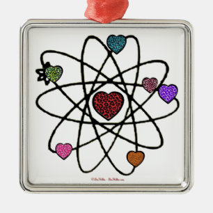 Atomic Valentine Leopard Print Hearts Metal Tree Decoration