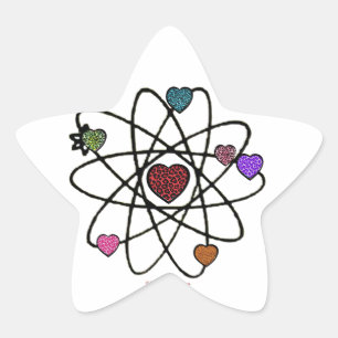 Atomic Valentine Leopard Print Hearts Star Sticker
