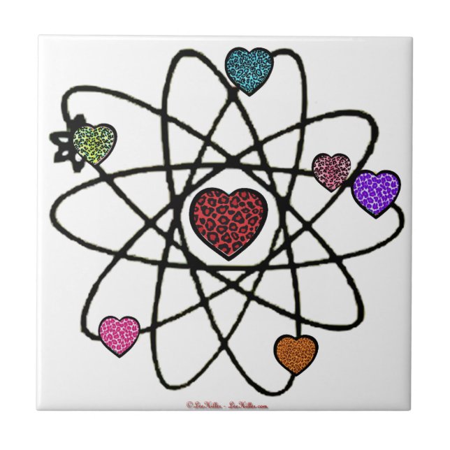 Atomic Valentine Leopard Print Hearts Tile (Front)