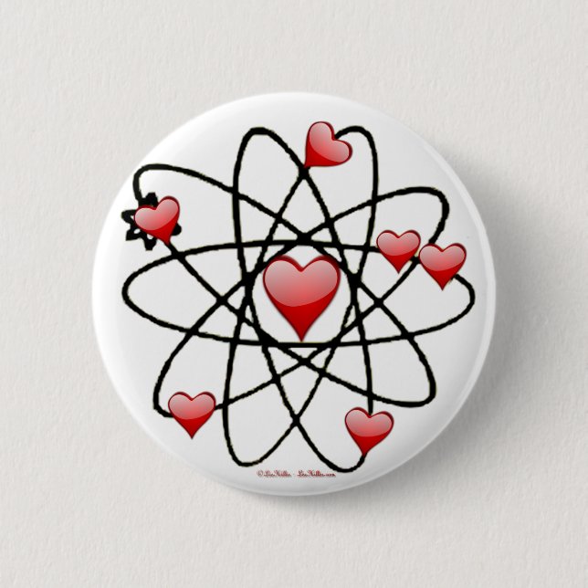 Atomic Valentine Red Hearts 6 Cm Round Badge (Front)