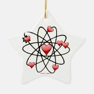 Atomic Valentine Red Hearts Ceramic Tree Decoration
