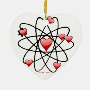 Atomic Valentine Red Hearts Ceramic Tree Decoration