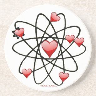 Atomic Valentine Red Hearts Coaster