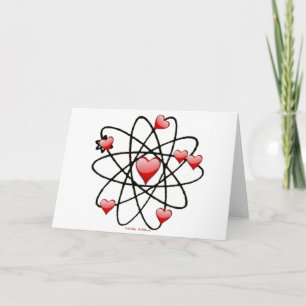 Atomic Valentine Red Hearts Holiday Card