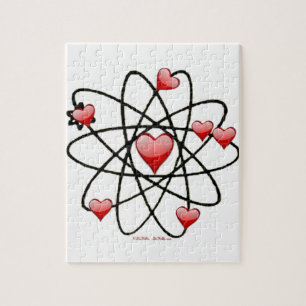 Atomic Valentine Red Hearts Jigsaw Puzzle