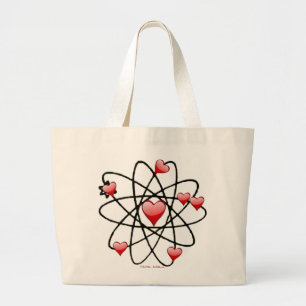 Atomic Valentine Red Hearts Large Tote Bag