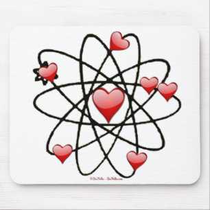Atomic Valentine Red Hearts Mouse Mat
