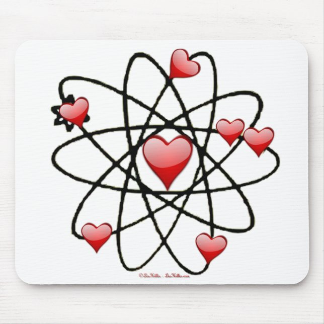 Atomic Valentine Red Hearts Mouse Mat (Front)