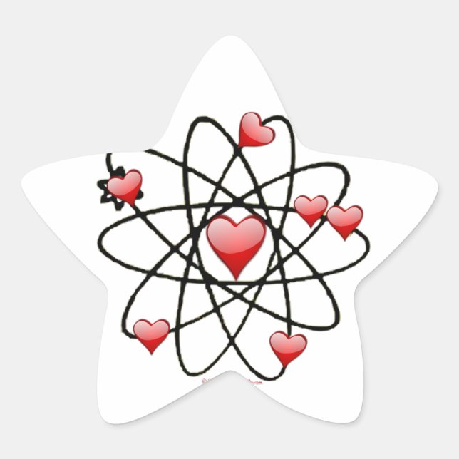 Atomic Valentine Red Hearts Star Sticker (Front)
