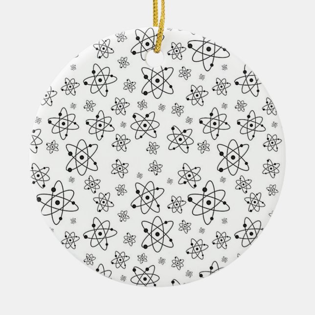 Atoms Retro Atomic Age Pattern Ceramic Tree Decoration (Front)