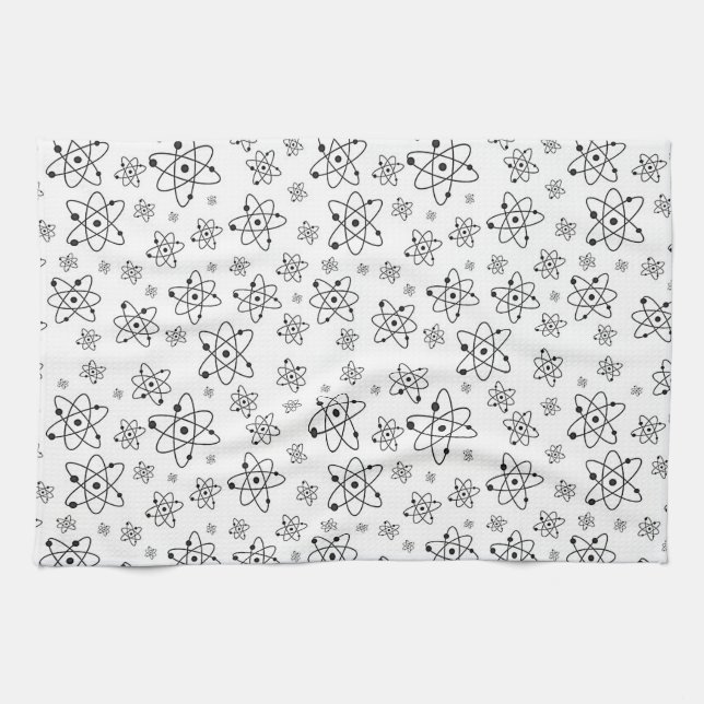 Atoms Retro Atomic Age Pattern Tea Towel (Horizontal)