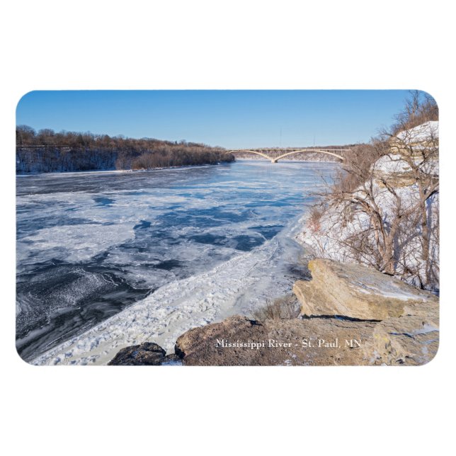 Atop cliff overlooking frozen mississippi river magnet (Horizontal)