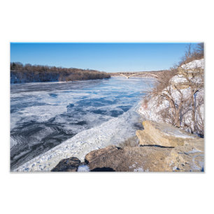 Atop cliff overlooking frozen mississippi river Photo Print