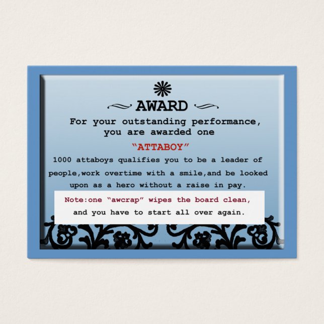 attaboy certificate (Front)