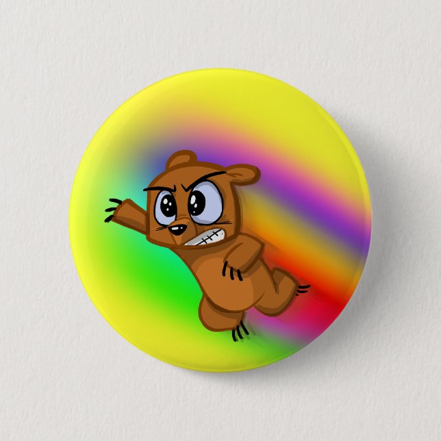Attack Grizzly Ninja - Rainbow Blur! 6 Cm Round Badge (Front)
