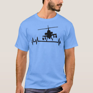 Attack Helicopter Combat Pilot Heartbeat Pulse T-Shirt