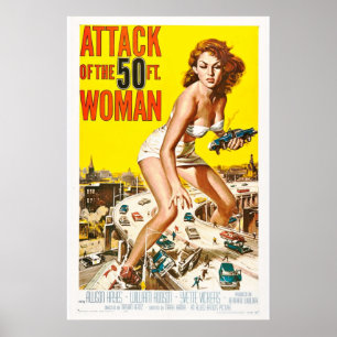 Attack Of The 50ft Woman 1958 Art Retro Movie Poster