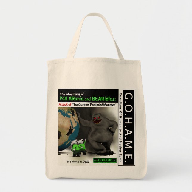 Attack of The Carbon Footprint Monster Tote Bag (Front)
