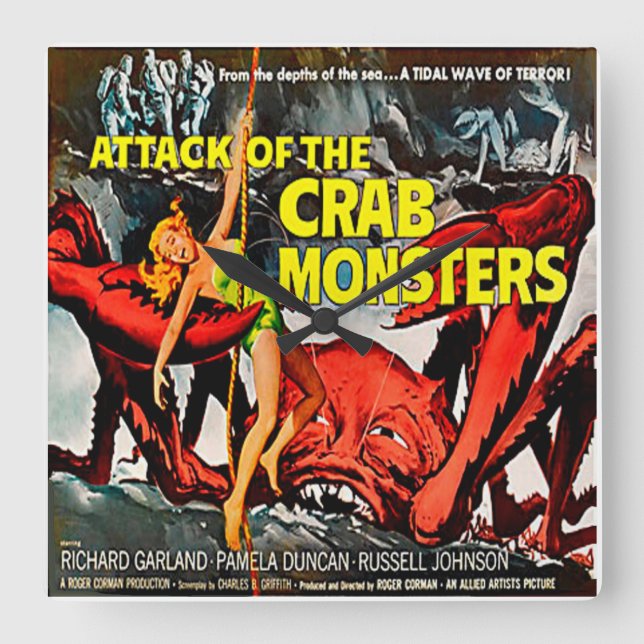 Attack Of The Crab Monsters Movie - Square Clock (Front)