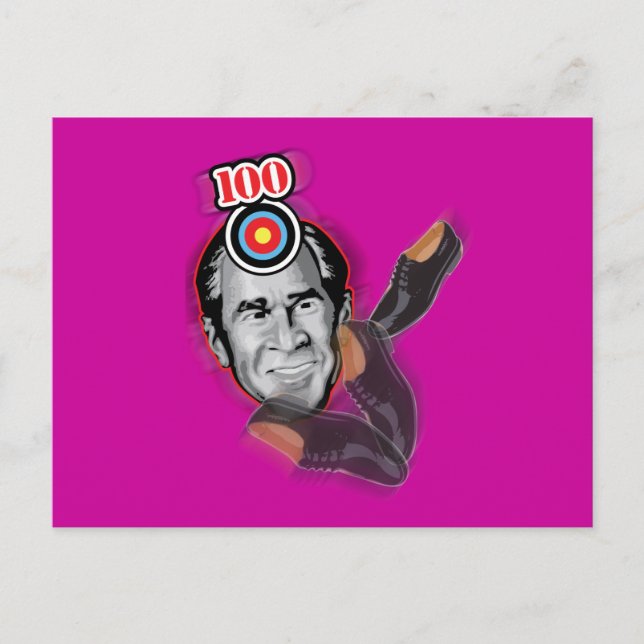Attack of the flying shoe-Throw Shoe @ George Bush Postcard (Front)