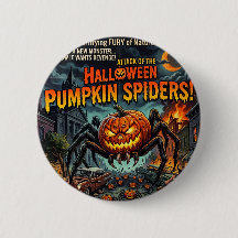 Attack of the Pumpkin Spiders Vintage Horror Art P
